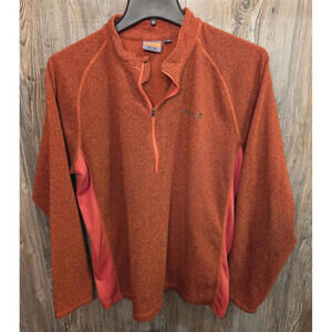Merrell L/S Pullover 1/4 Zip Sweater Shirt Size XL Orange Fleece Hiking Top